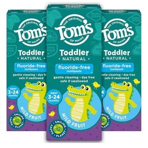 Tom's of Maine Toddler Toothpaste Mild Fruit 1.75oz 3 Pack Fluoride-Free